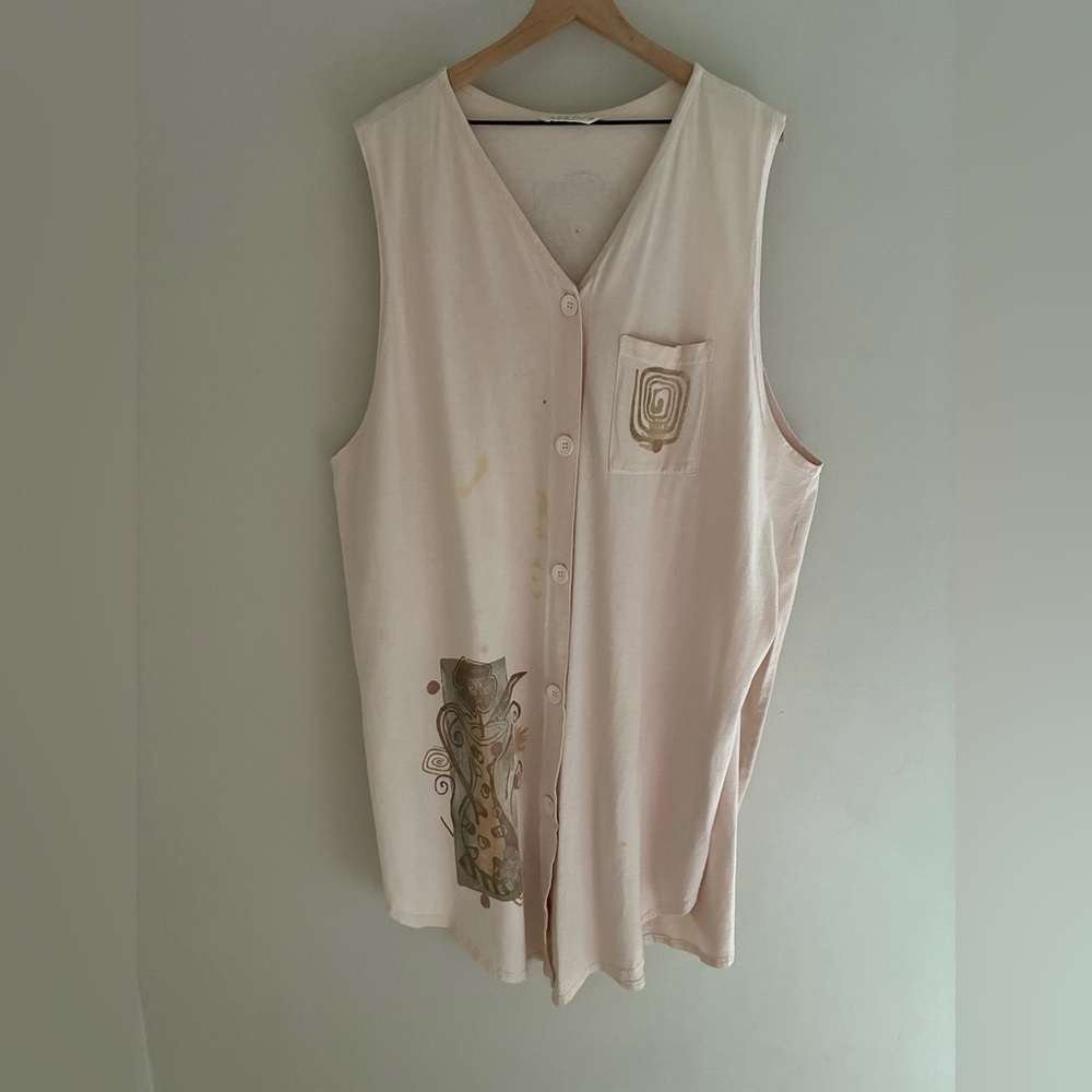90s‎ Blue Fish Grunge Lagenlook Vest Dress Art to Wear (Flawed)